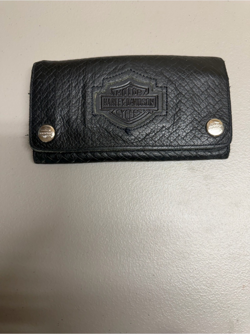 Harley-Davidson Men's Black Leather Trifold Wallet